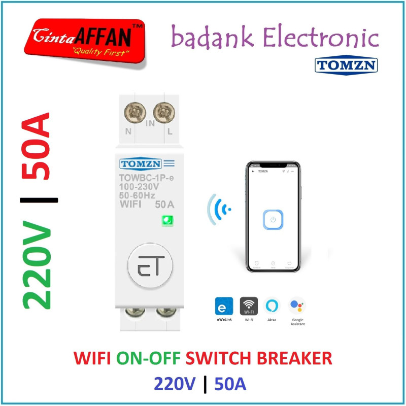 Ewelink Wifi 1 Phase ON-OFF Switch Breaker 50A 220VAC DIN Rail